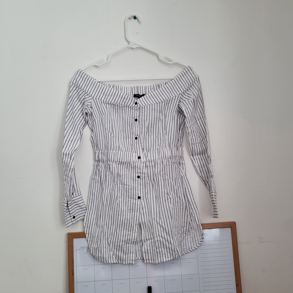 Dynamite Black and White Striped Button-Down Shirt